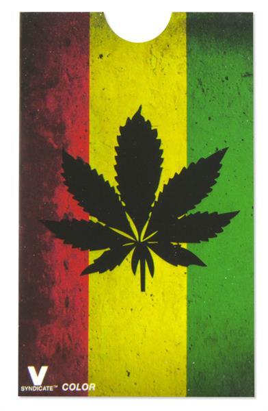 V-Syndicate Grinder Card - Metall-Grinderkarte RASTA LEAF Detail